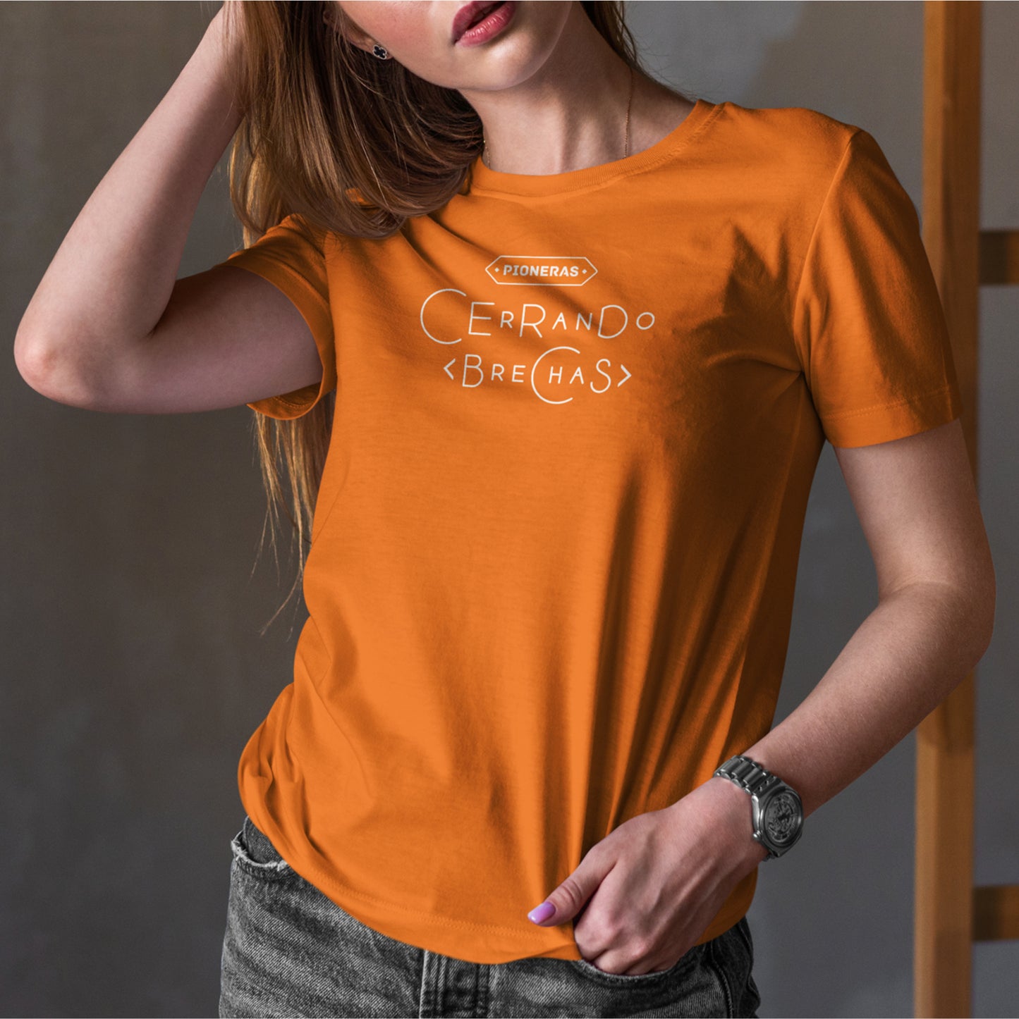 Camiseta Pioneras - Cerrando Brechas - Orange